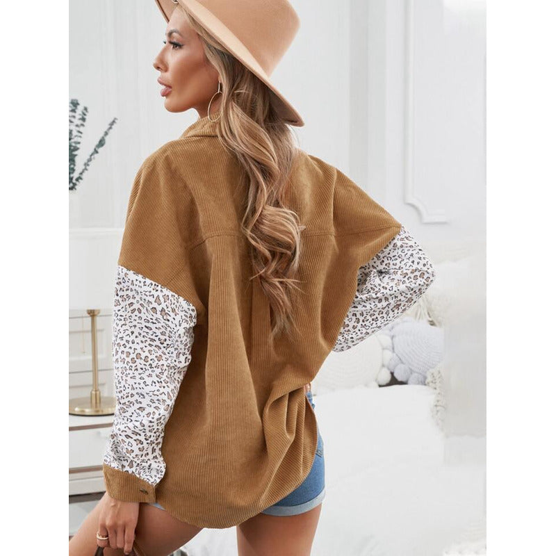 Sobre Camisa Pana Combinado Con Animal Print Varios Colores