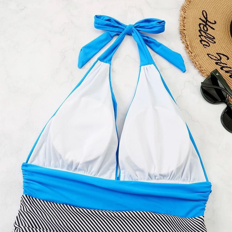 Malla Entera Triangulo Plisada Combinada Bikini Del M Al Xl