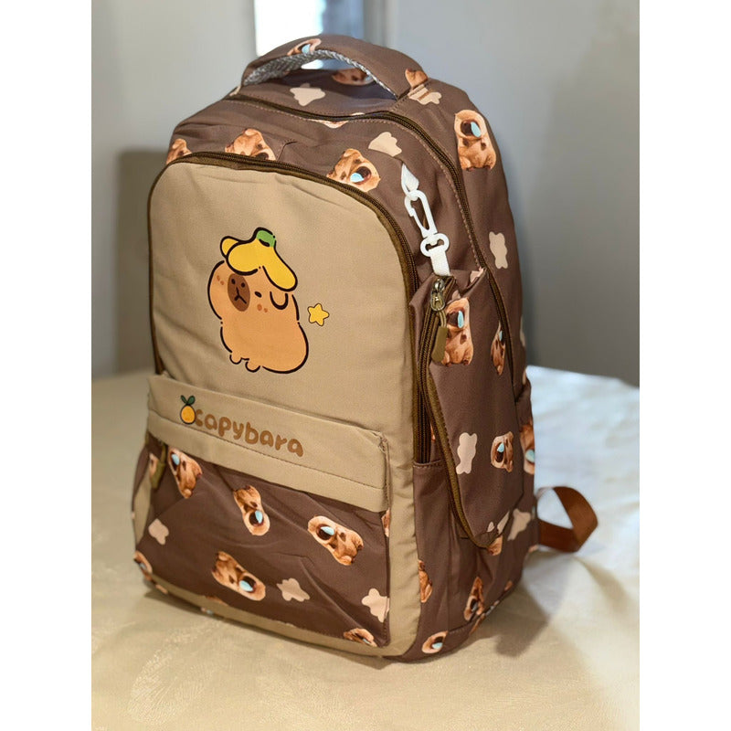Mochila Escolar Con Cartuchera De Capibara Carpincho Laptop