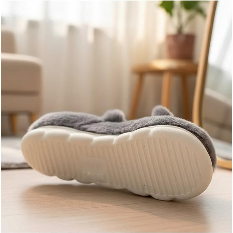 Pantufla Conejo Peludas Con Suela De Goma Varios Colores