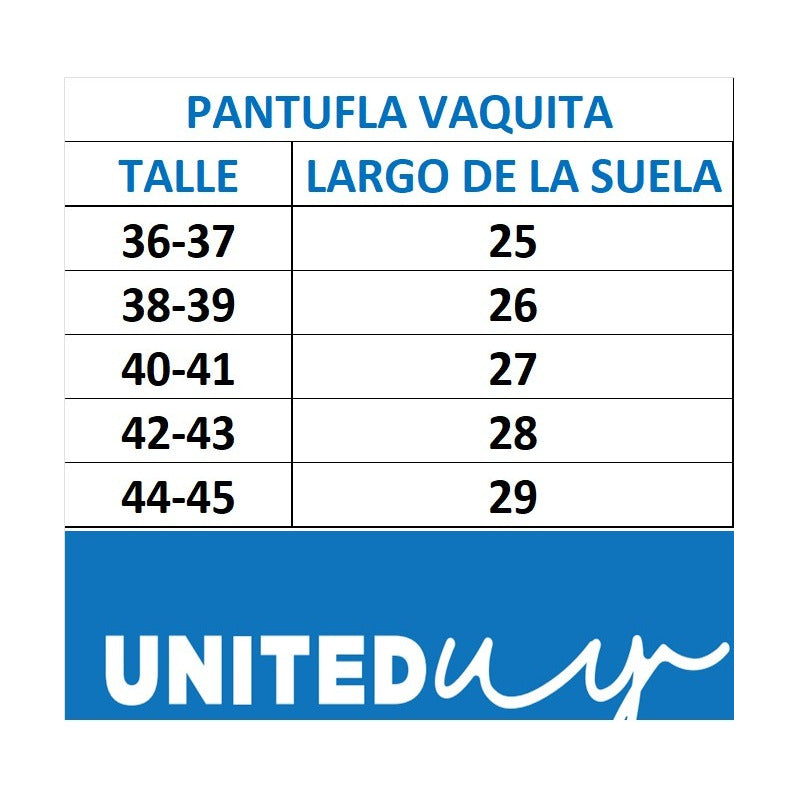 Pantufla Vaca Sin Talón Talles Del 36 Al 45 Suela De Goma