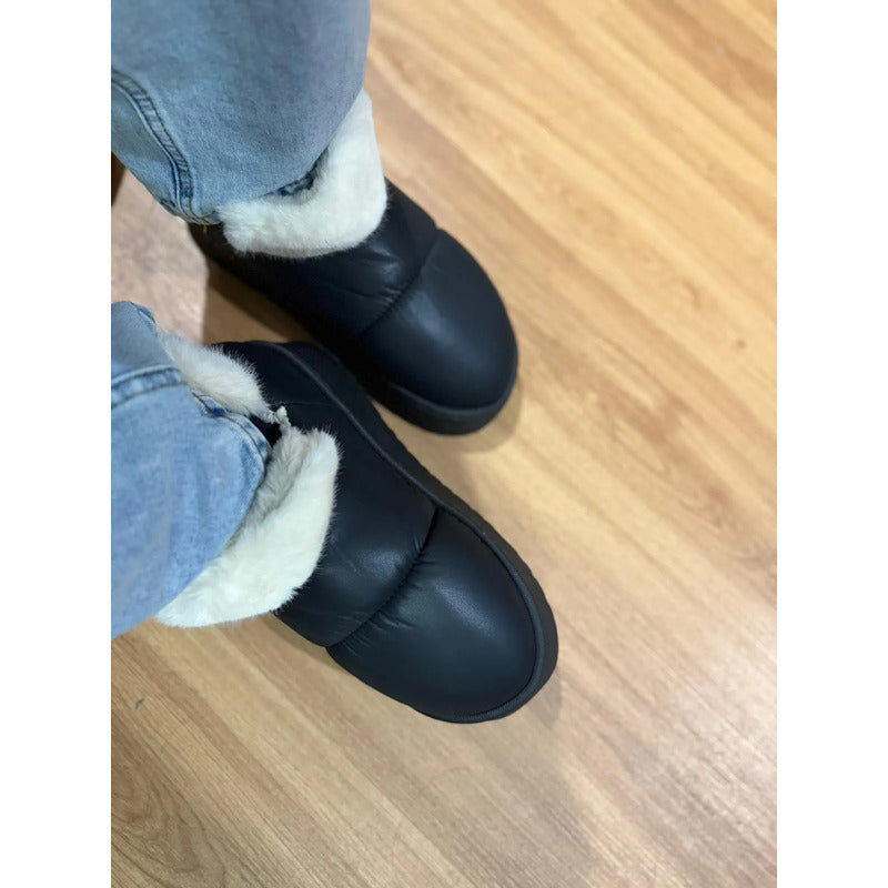 Pantuflas Botitas Abrigadas Con Corderito Y Plataforma
