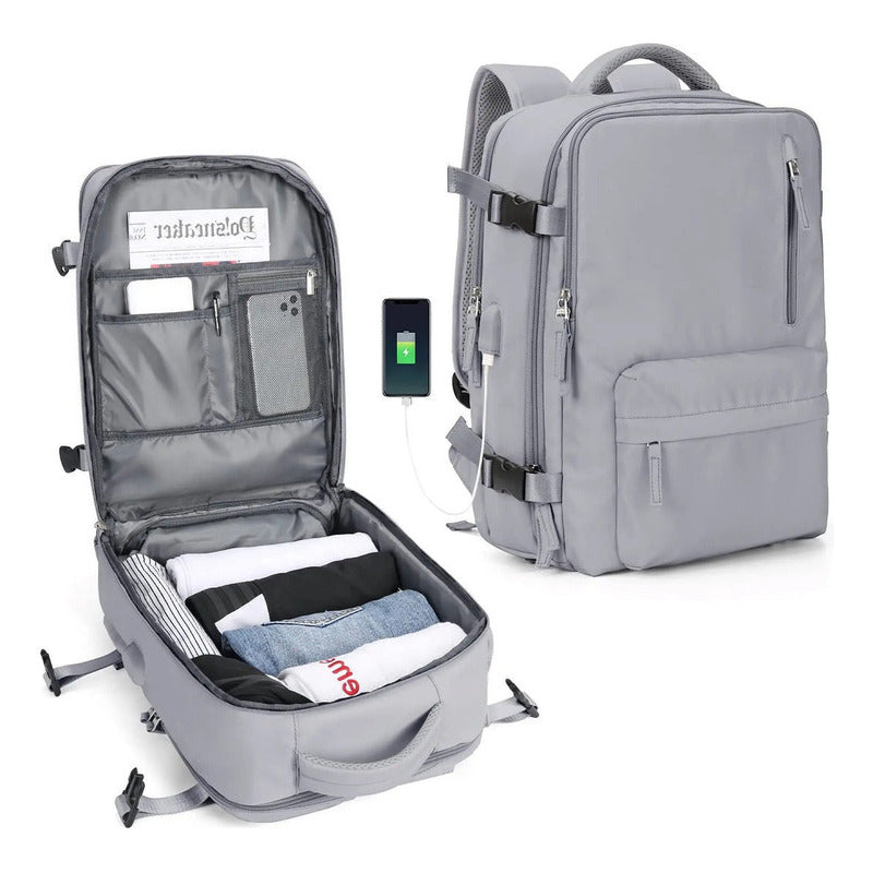 Mochila Viaje Grande Con Usb Varias Reparticiones Uniteduy