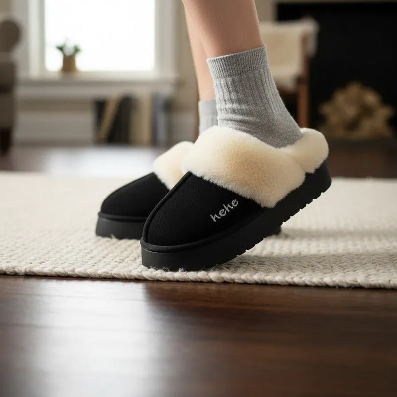 Pantuflas Mujer Forradas Con Corderito Altas Sin Talón