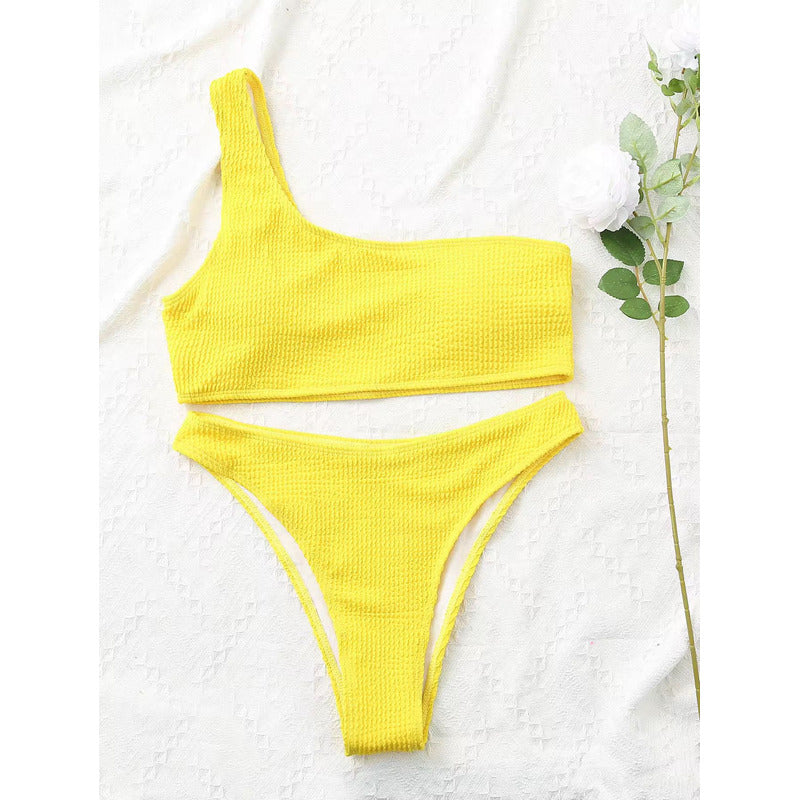 Bikini Malla Hombro Solo Vedetina Texturado Varios Colores