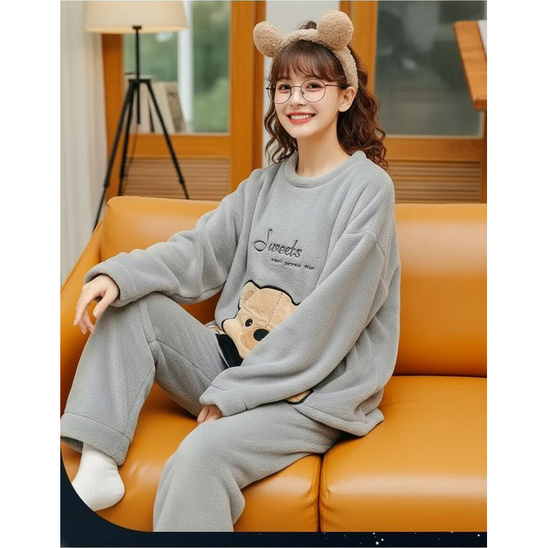 Pijama Peluche Largo Osos Plus Abrigados Varios Colores