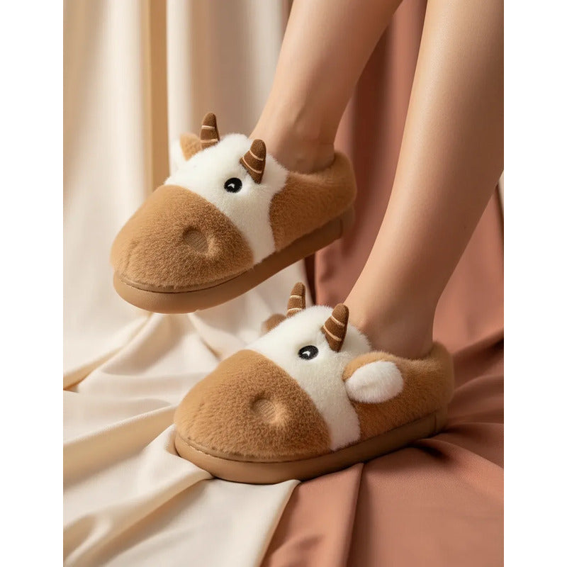 Pantufla Vaca Sin Talón Talles Del 36 Al 45 Suela De Goma