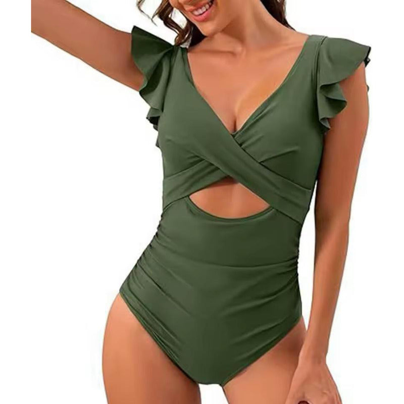 Bikini Malla Entera Cruzado Volados Control Abdomen Uniteduy