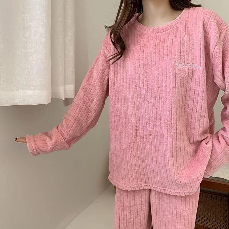 Pijama Peluche Largo De Dama Plush Abrigado Varios Colores