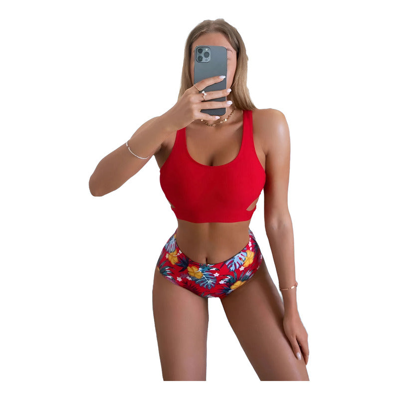 Bikini Mallas Tiro Alto 2 Piezas Push Up Uniteduy Varios Col