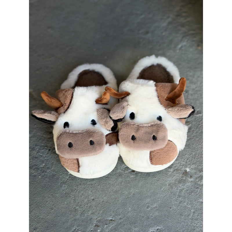 Pantufla Vaca Sin Talón Talles Del 36 Al 45 Suela De Goma