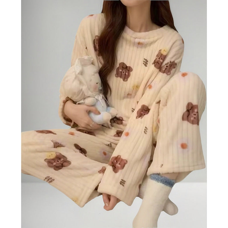 Pijama Peluche Largo De Dama Plush Abrigado Varios Diseños