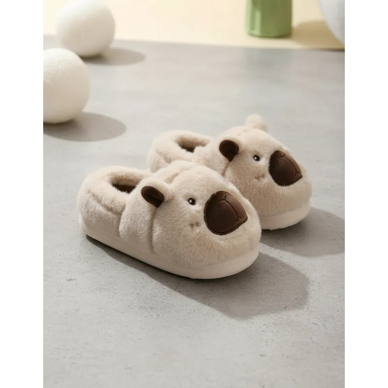 Pantuflas De Peluche Diseño Capibara Antideslizante Cerradas