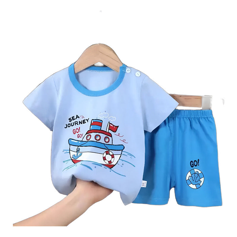 Conjunto De Niño Short Y Remera Bebe Varios Diseños Uniteduy