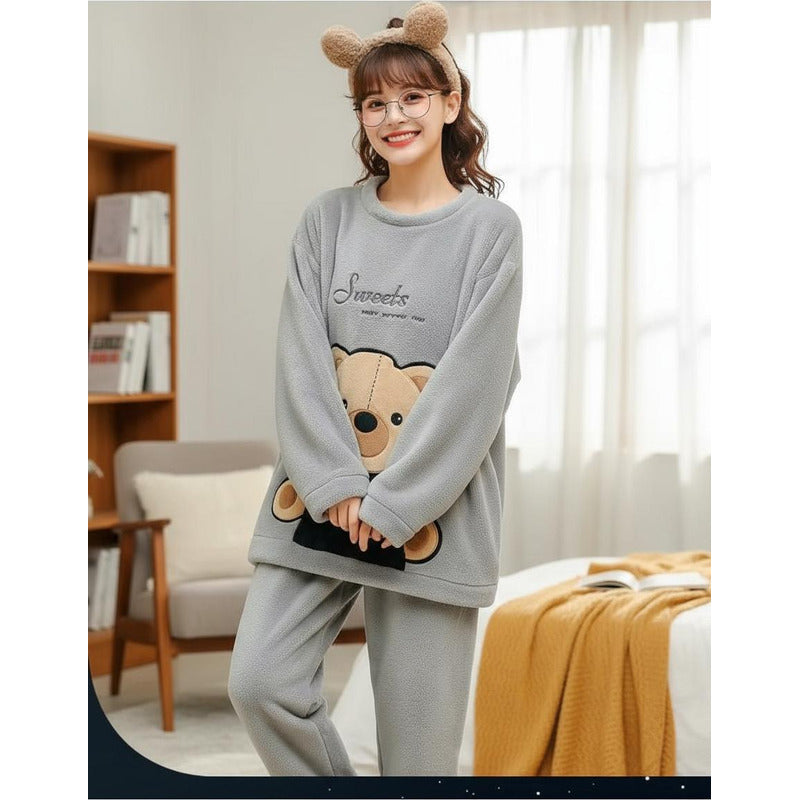 Pijama Peluche Largo Osos Plus Abrigados Varios Colores
