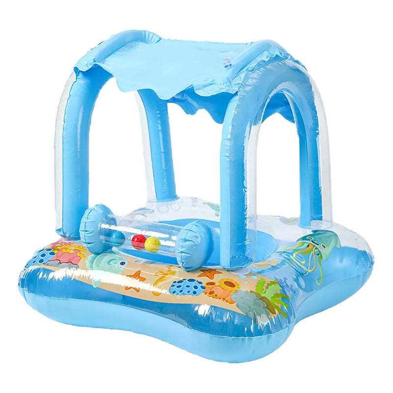 Inflable Flotador Bebe Silla Techo Sonajero Cuadrado Piscina