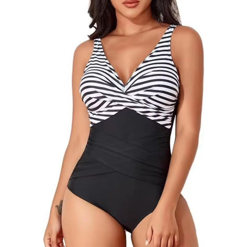 Malla Entera Lisa Y Combinada Bikini Mujer Control Abdomen