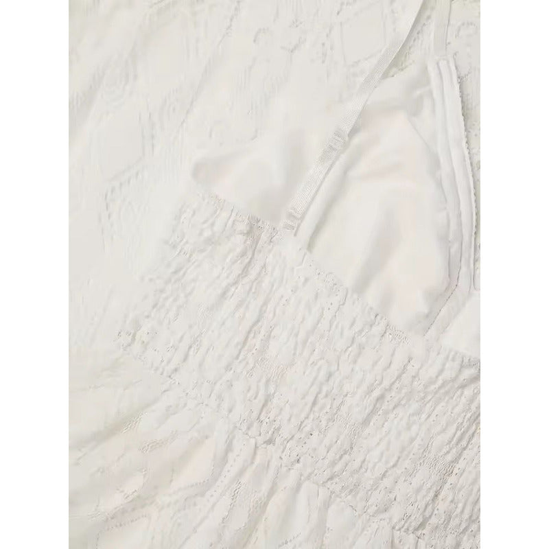 Vestido Verano Playa Falda Irregular Encaje Calado Uniteduy