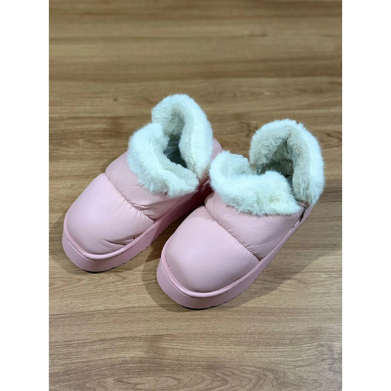 Pantuflas Botitas Abrigadas Con Corderito Y Plataforma