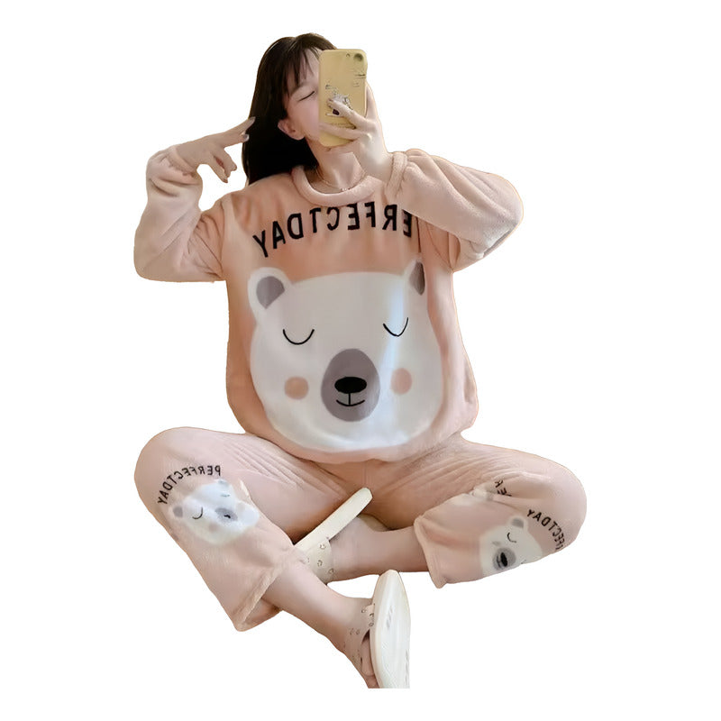 Pijama Peluche Largo De Dama Varios Diseños Talle Único