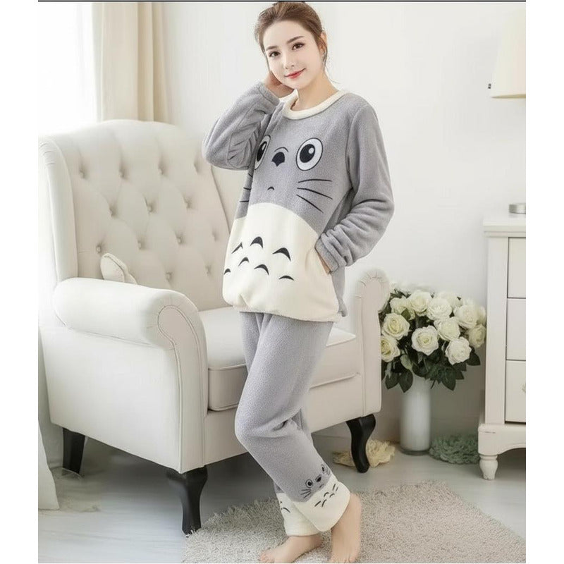 Pijama Peluche Largo De Dama Varios Diseños Talle Único