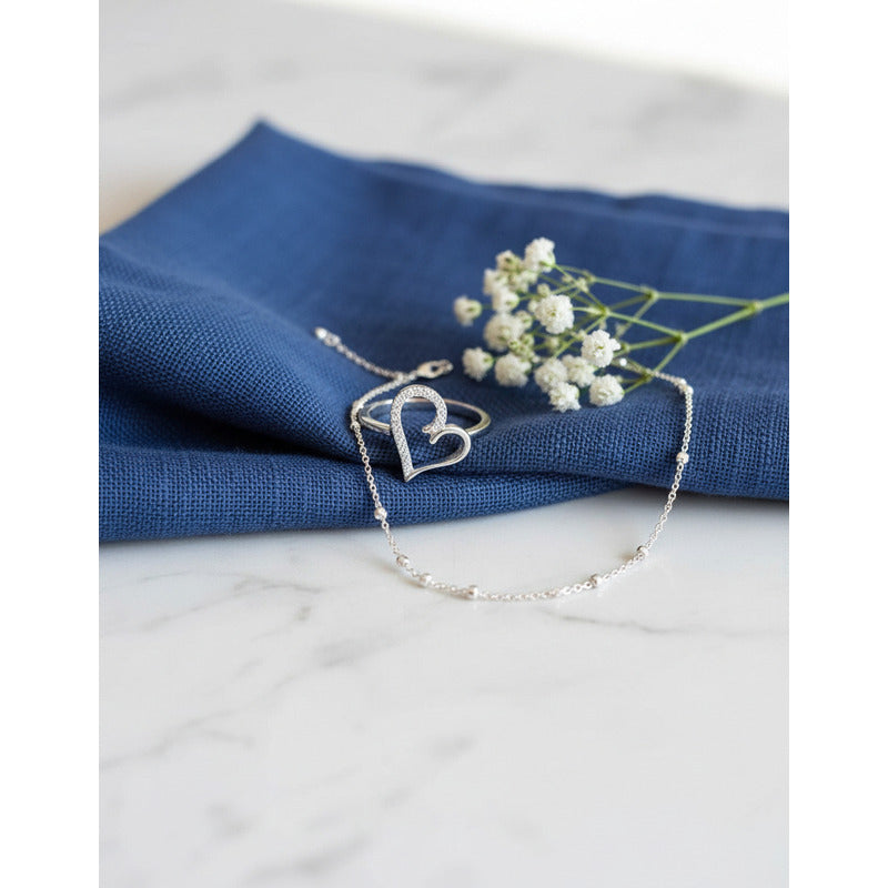 United Uy! Anillo De Plata 925 Corazón Con Zirconias!