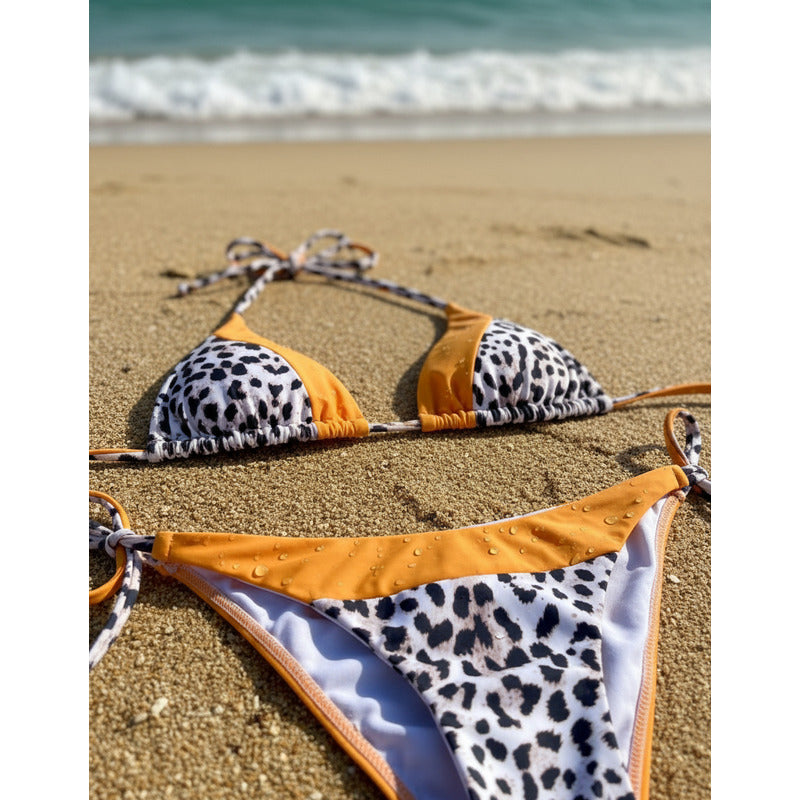 Uniteduy!! Bikini Animal Print Y Naranja! El Verano Llegó!!