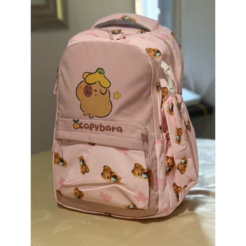 Mochila Escolar Con Cartuchera De Capibara Carpincho Laptop
