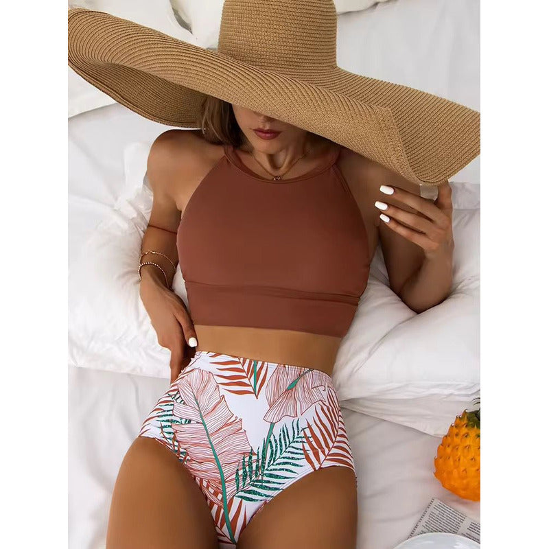 Bikini Malla Tiro Alto Tipo Top Varios Colores Uniteduy