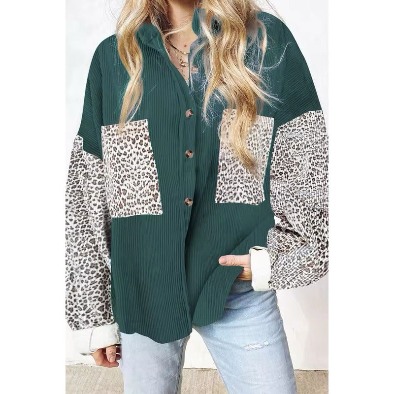 Sobre Camisa Pana Combinado Con Animal Print Varios Colores
