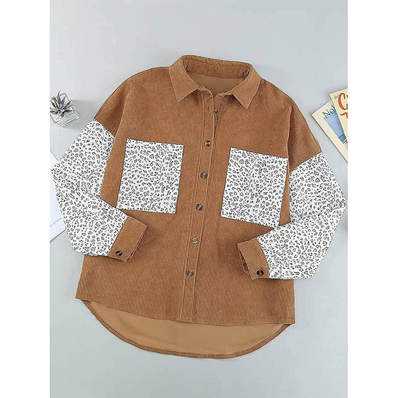 Sobre Camisa Pana Combinado Con Animal Print Varios Colores