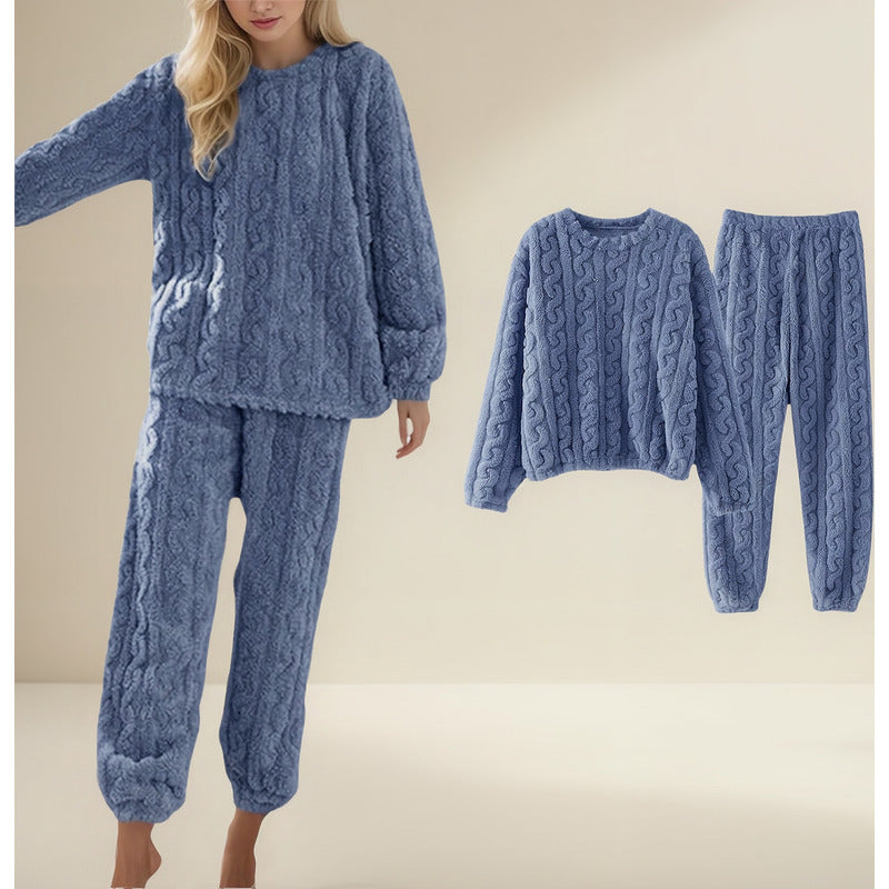 Pijama Peluche Trenzado Largo De Dama Plush  Varios Colores