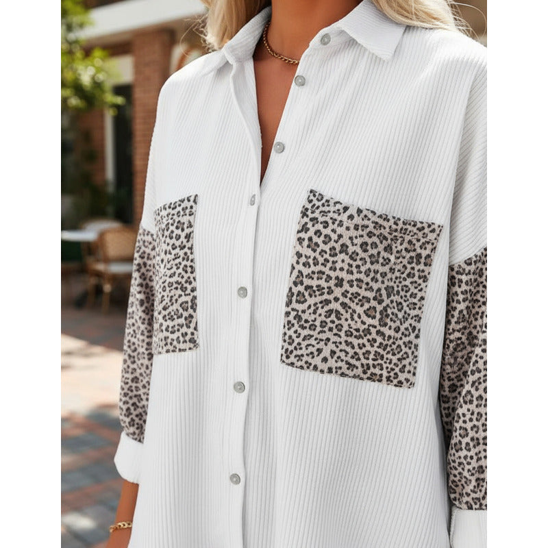 Sobre Camisa Pana Combinado Con Animal Print Varios Colores