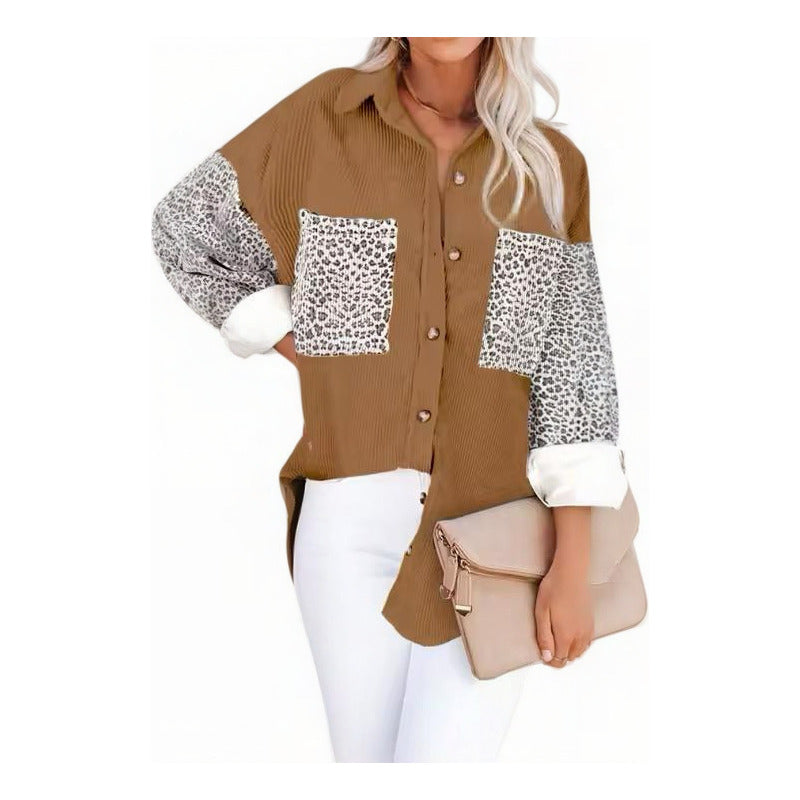 Sobre Camisa Pana Combinado Con Animal Print Varios Colores