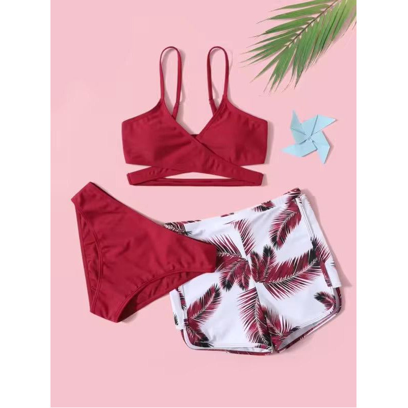 Bikini Tres Piezas Short Vedetina Soutien Cruzado  Uniteduy