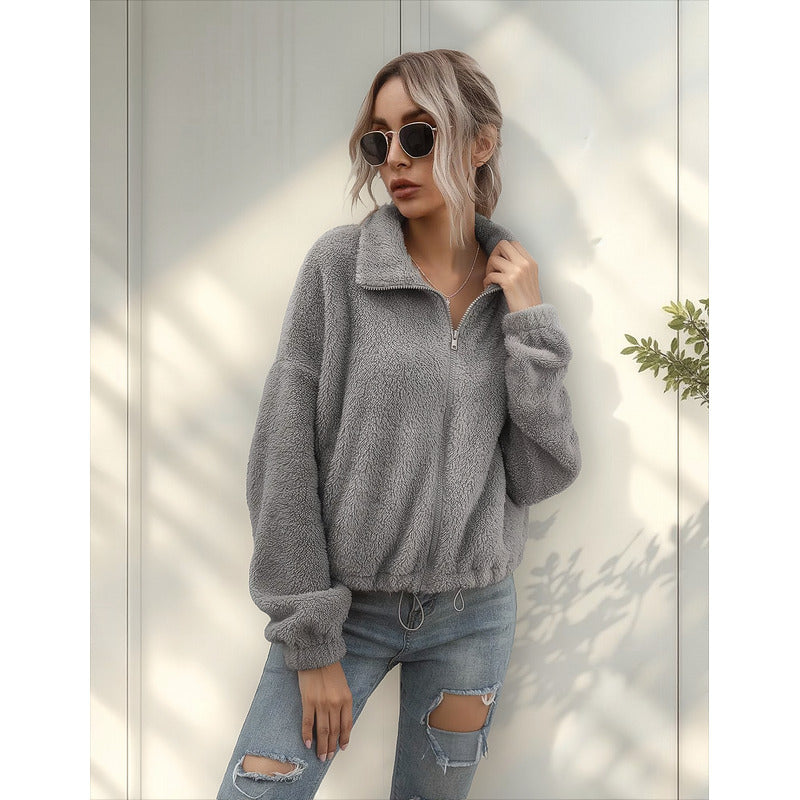 Campera Corta Con Elástico Polar Peluda Calentita Uniteduy