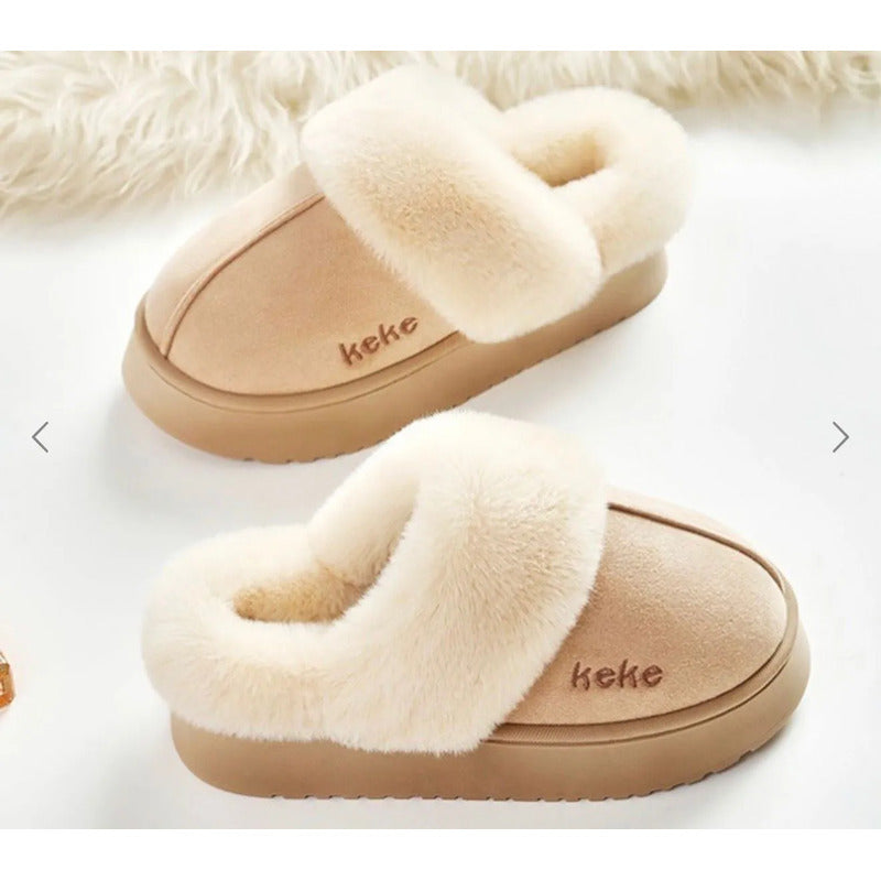 Pantuflas Mujer Forradas Con Corderito Altas Sin Talón