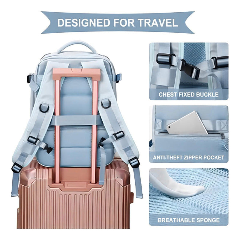 Mochila Viaje Grande Con Usb Varias Reparticiones Uniteduy