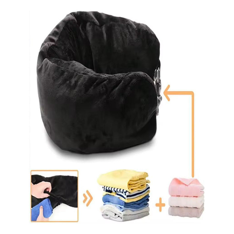 Almohada Funda Cuello Viaje Rellenable Con Ropa Untieduy