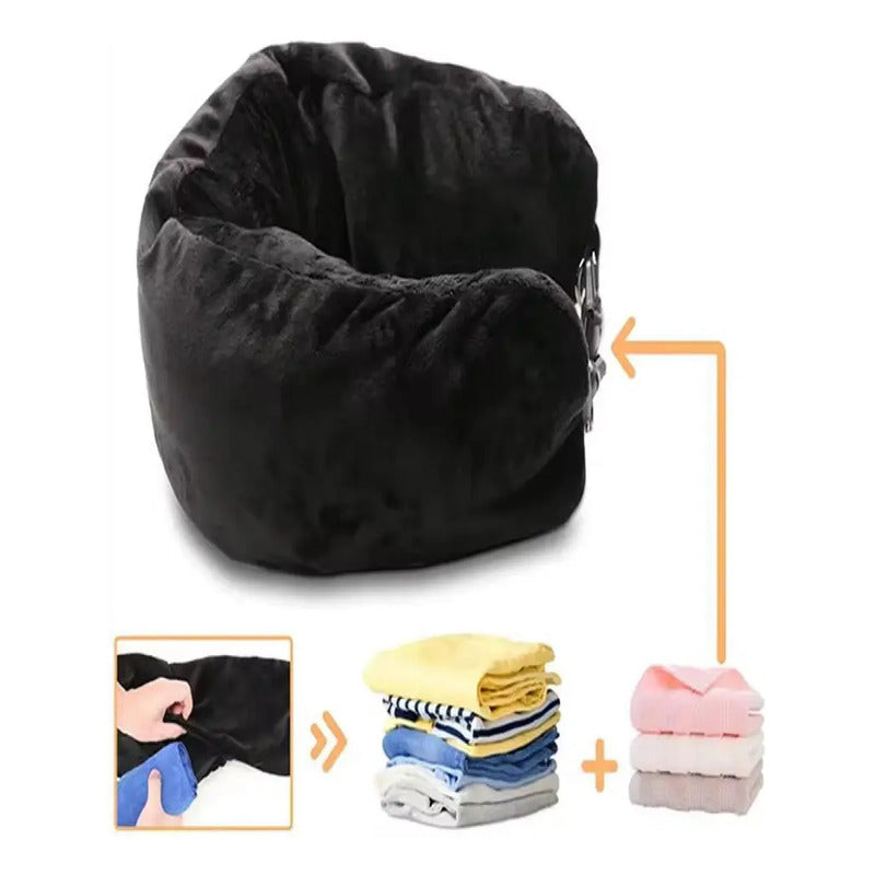 Almohada Funda Cuello Viaje Rellenable Con Ropa Untieduy