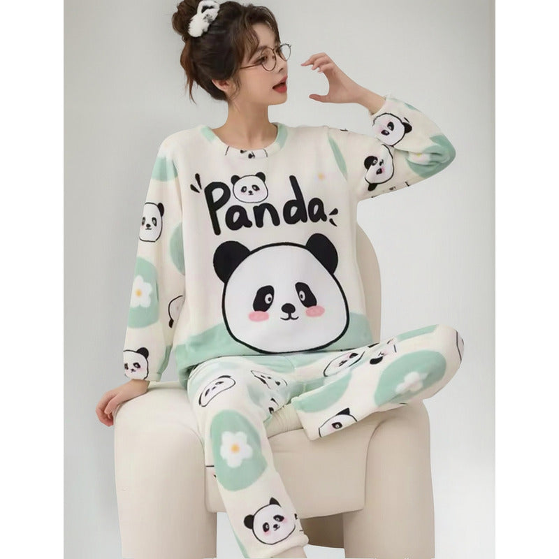 Pijama Peluche Largo De Dama Varios Diseños Talle Único