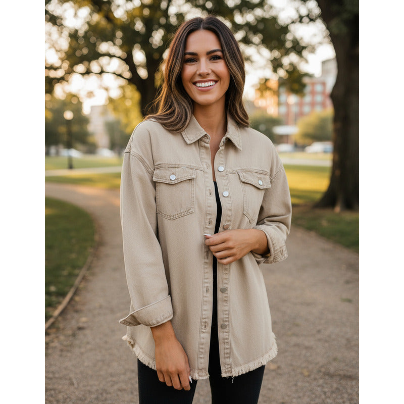 Sobre Camisa Campera Jeans Varios Colores Oversize Uniteduy