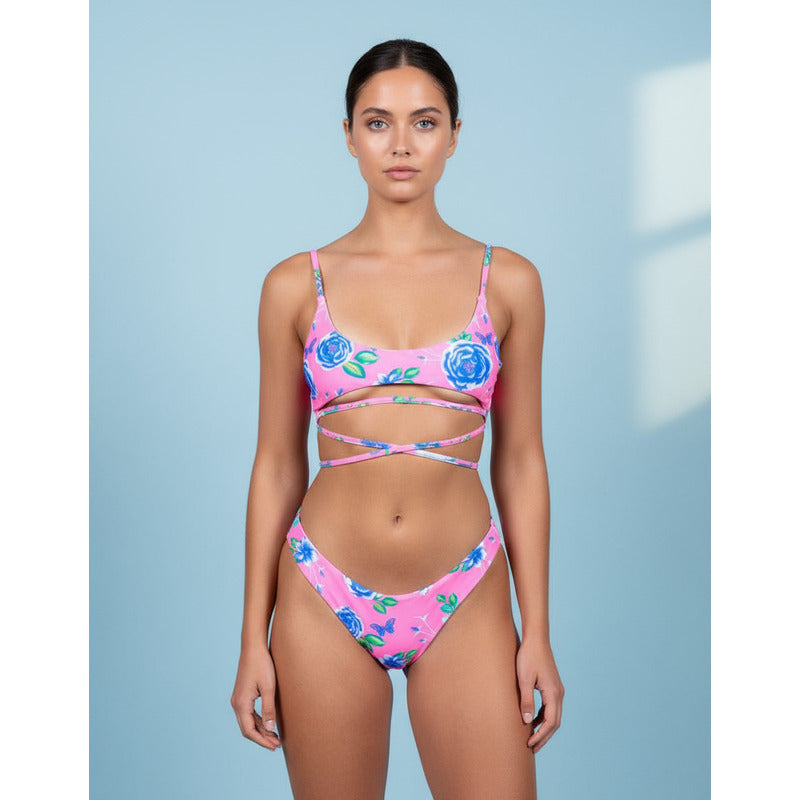 Uniteduy!bikini Romi Cola Less V  Soutien Atado Fucsia Azul
