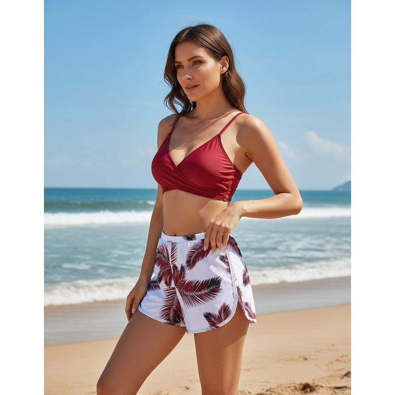 Bikini Tres Piezas Short Vedetina Soutien Cruzado  Uniteduy