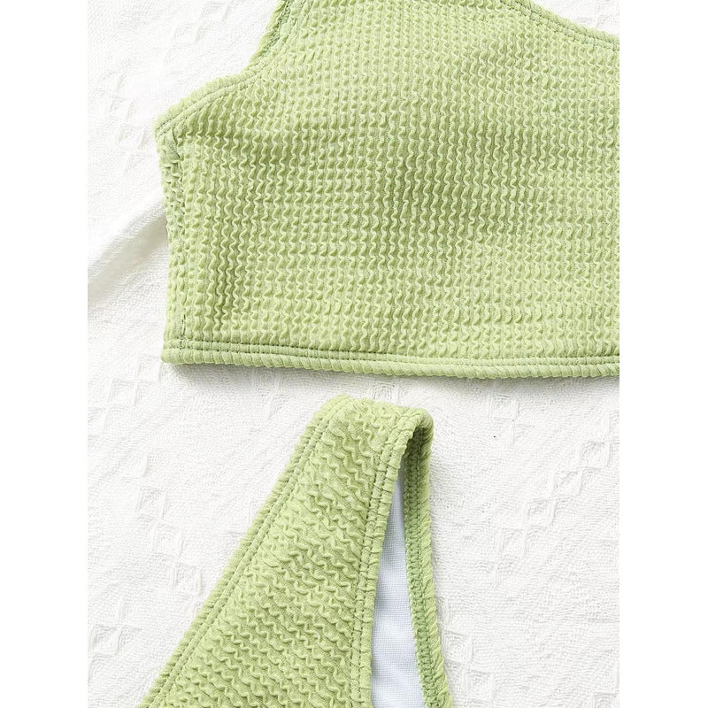 Bikini Malla Hombro Solo Vedetina Texturado Varios Colores