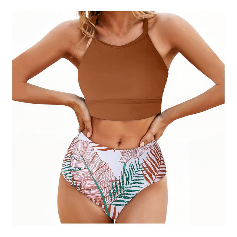 Bikini Malla Tiro Alto Tipo Top Varios Colores Uniteduy