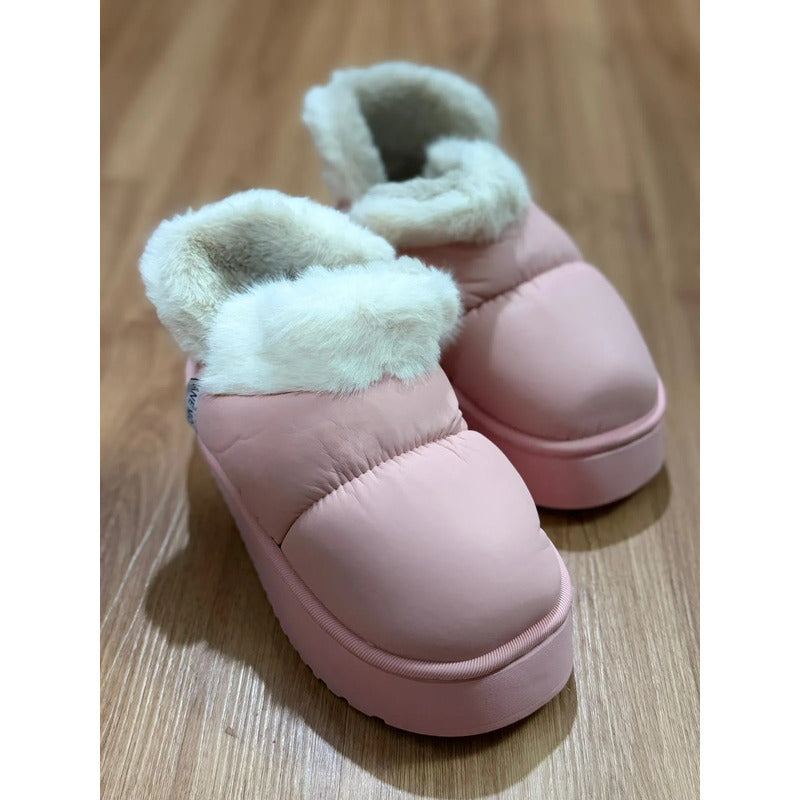 Pantuflas Botitas Abrigadas Con Corderito Y Plataforma