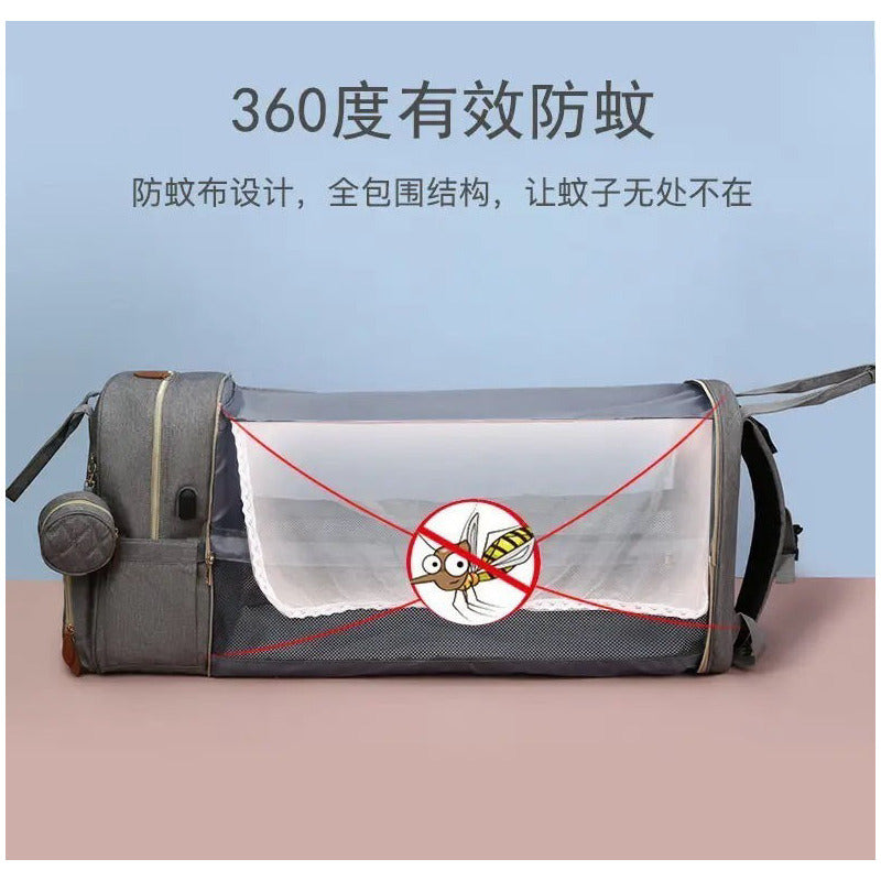 Bolso Mochila Maternal Cuna Bebé  Cambiador Y Usb Uniteduy