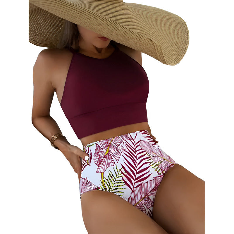 Bikini Malla Tiro Alto Tipo Top Varios Colores Uniteduy