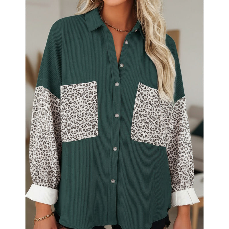 Sobre Camisa Pana Combinado Con Animal Print Varios Colores